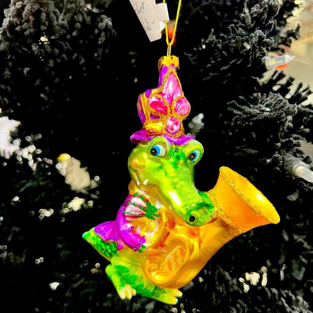 December Diamonds Mardi Gras Ornament- Gator with Sax Ornament